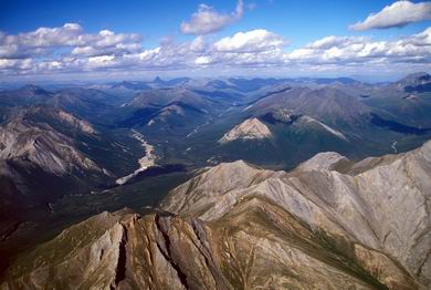 Flying through the high peaks of the Brooks Range to the Nigu.